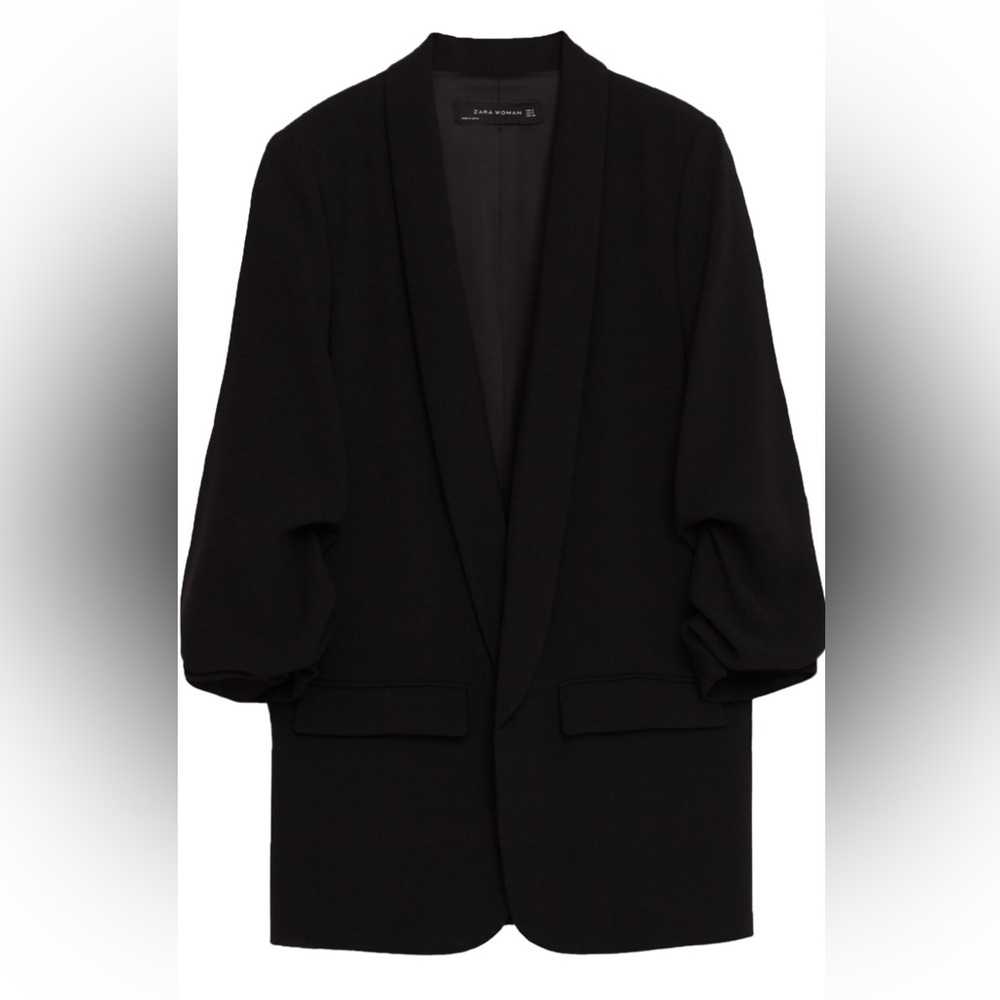 Zara Black Longline Draped Blazer